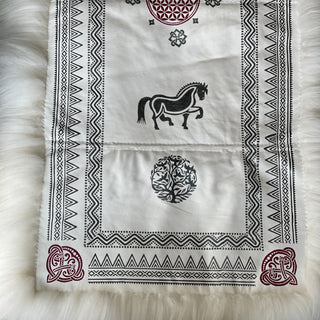 BIRKA Warrior Large Skinnfell Throw - Hand Sewn and Stamped Icelandic Sheepskins - Viking Home Decor - Copia Cove Icelandic Sheep & Wool