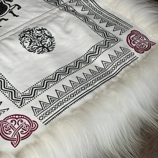 BIRKA Warrior Large Skinnfell Throw - Hand Sewn and Stamped Icelandic Sheepskins - Viking Home Decor - Copia Cove Icelandic Sheep & Wool