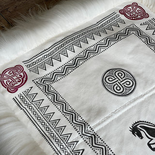 BIRKA Warrior Large Skinnfell Throw - Hand Sewn and Stamped Icelandic Sheepskins - Viking Home Decor - Copia Cove Icelandic Sheep & Wool