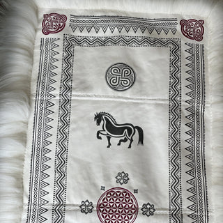 BIRKA Warrior Large Skinnfell Throw - Hand Sewn and Stamped Icelandic Sheepskins - Viking Home Decor - Copia Cove Icelandic Sheep & Wool