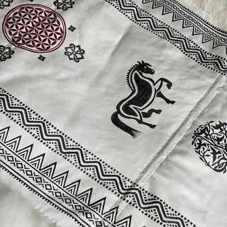 BIRKA Warrior Large Skinnfell Throw - Hand Sewn and Stamped Icelandic Sheepskins - Viking Home Decor - Copia Cove Icelandic Sheep & Wool