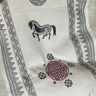 BIRKA Warrior Large Skinnfell Throw - Hand Sewn and Stamped Icelandic Sheepskins - Viking Home Decor - Copia Cove Icelandic Sheep & Wool