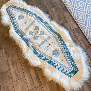 Celtic Bears & Bees Large Skinnfell Throw Blanket Two-Pelt Icelandic Sheepskin Art - Copia Cove