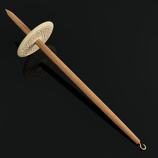 Handmade White Holly Wood Spindle with Celtic Knotted Hearts - Copia Cove