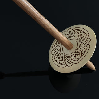 Handmade White Holly Wood Spindle with Celtic Knotted Hearts - Copia Cove