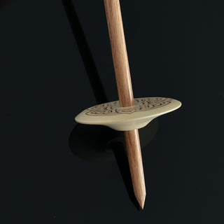 Handmade White Holly Wood Spindle with Celtic Knotted Hearts - Copia Cove