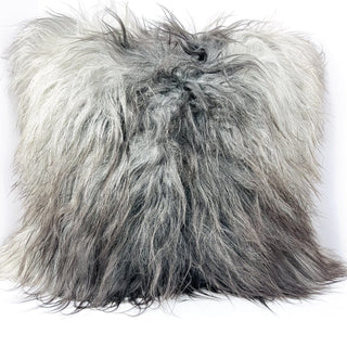 Icelandic Sheepskin Hearts Pattern with Natural Gray Wool 22” x 22” Handmade Fur Pillow Home Decor - Copia Cove Icelandic Sheep & Wool