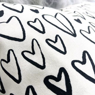 Icelandic Sheepskin Hearts Pattern with Natural Gray Wool 22” x 22” Handmade Fur Pillow Home Decor - Copia Cove Icelandic Sheep & Wool