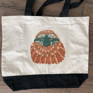 Large Cotton Tote Icelandic Ram in Icelandic Sweater Graphic Bag - Copia Cove