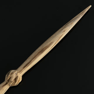 Lendbreen Distaff Viking Era Replica in Spalted Hackberry Wood - Handmade Distaff Tool for Hand Spinning Yarn - Copia Cove
