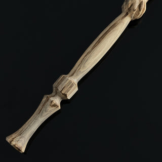 Lendbreen Distaff Viking Era Replica in Spalted Hackberry Wood - Handmade Distaff Tool for Hand Spinning Yarn - Copia Cove