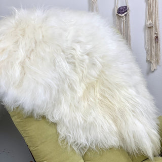 Premium Icelandic Sheepskin Rug White Long Wool - Copia Cove Icelandic Sheep & Wool