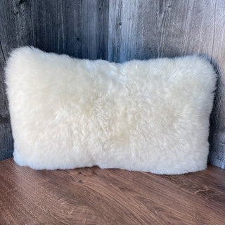 Silver Geometric Skinnfell Pillow in White Sheepskin with Wool Insert 20" Icelandic Sheepskin Viking Home Decor - Copia Cove