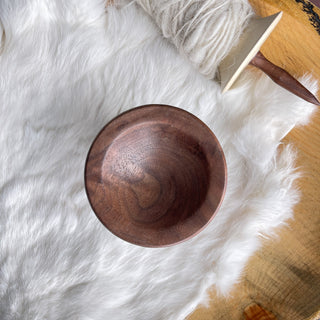 Spinning Bowl Black Walnut "B" Wood for Support Spindle Spinning - Copia Cove