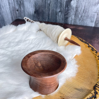 Spinning Bowl Black Walnut "B" Wood for Support Spindle Spinning - Copia Cove