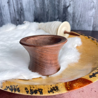Spinning Bowl Black Walnut "B" Wood for Support Spindle Spinning - Copia Cove