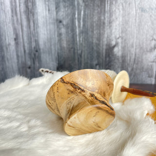Spinning Bowl Spalted Hackberry "B" Wood for Support Spindle Spinning - Copia Cove