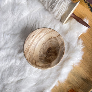 Spinning Bowl Spalted Hackberry "B" Wood for Support Spindle Spinning - Copia Cove