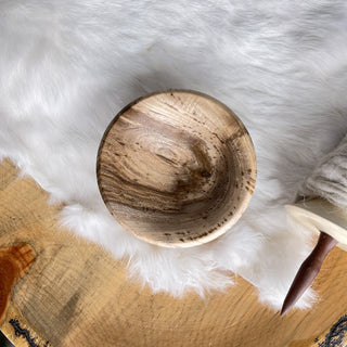 Spinning Bowl Spalted Hackberry "C" Wood for Support Spindle Spinning - Copia Cove