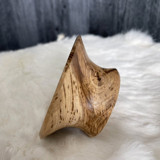 Spinning Bowl Spalted Hackberry "C" Wood for Support Spindle Spinning - Copia Cove