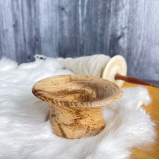 Spinning Bowl Spalted Hackberry "C" Wood for Support Spindle Spinning - Copia Cove