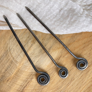 Steel Forged Viking Hair Pin - Swirl Style - Copia Cove
