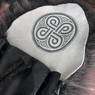 Viking Belt Pouch Skinnfell - Black and Gray Four Blessings - Cross Body Bag or Purse - Copia Cove