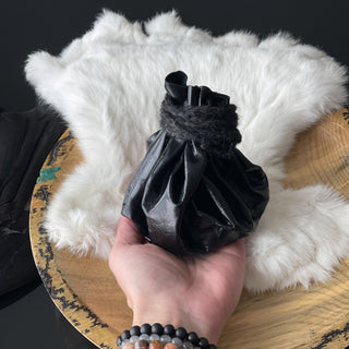 Viking Coin Purse - Black Patent Sheepskin Leather Handmade Nordic Style - Copia Cove