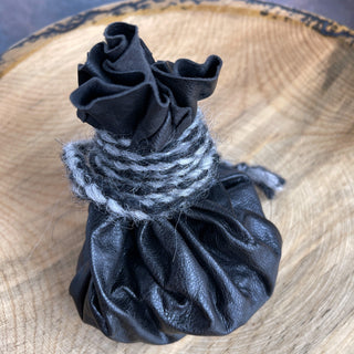 Viking Coin Purse - Black Sheepskin Leather Handmade Nordic Style - Copia Cove