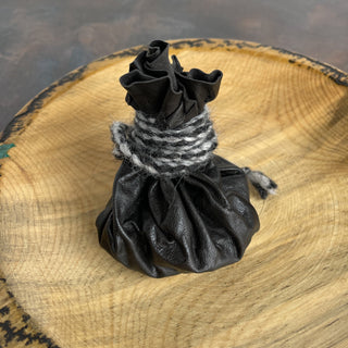 Viking Coin Purse - Black Sheepskin Leather Handmade Nordic Style - Copia Cove