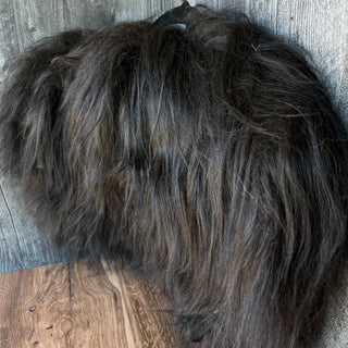 Viking Fur Mantle Black Long Wool Sheepskin Shieldmaiden Shoulder Cape - Copia Cove