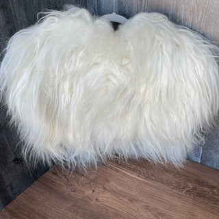 Viking Fur Mantle White Long Wool Sheepskin Shieldmaiden Shoulder Cape - Copia Cove