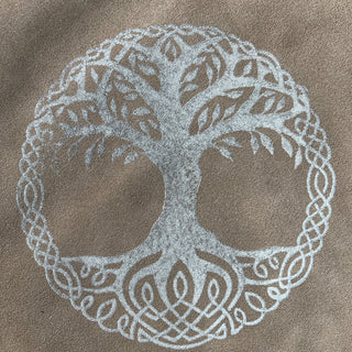 Viking Yggdrasil Coin Pouch - Beige Cow Suede 100% Leather Handmade Skinnfell - Copia Cove