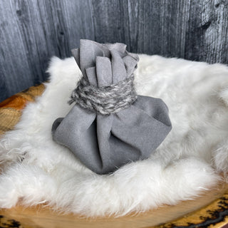 Viking Yggdrasil Coin Pouch - Gray Cow Suede 100% Leather Handmade Skinnfell - Copia Cove