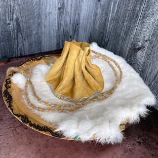 Viking Yggdrasil Coin Pouch - Yellow Cow Suede 100% Leather Handmade Skinnfell - Copia Cove