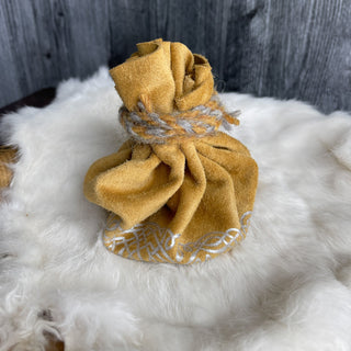 Viking Yggdrasil Coin Pouch - Yellow Cow Suede 100% Leather Handmade Skinnfell - Copia Cove