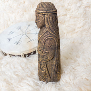 Frigg Norse Goddess Volcanic Stone Statue 10" - Copia Cove