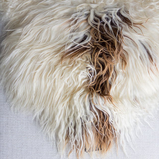 Large Premium Icelandic Sheepskin Rug - Brown Spotted Curly Long Wool - Copia Cove