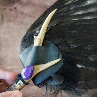 Real Crow Wing Ceremonial Feather Smudge Fan - Copia Cove