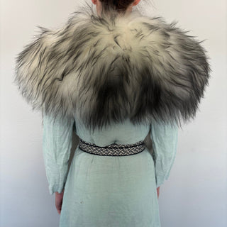 Viking Fur Mantle Wolf Long Wool Sheepskin "K" Shieldmaiden Shoulder Cape - Copia Cove