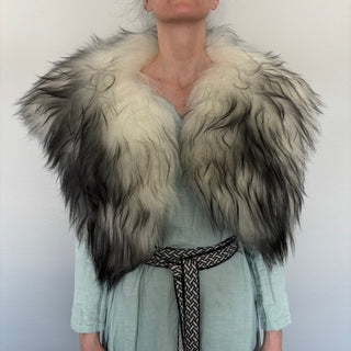 Viking Fur Mantle Wolf Long Wool Sheepskin "K" Shieldmaiden Shoulder Cape - Copia Cove