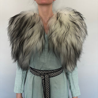 Viking Fur Mantle Wolf Long Wool Sheepskin "M" Shieldmaiden Shoulder Cape - Copia Cove