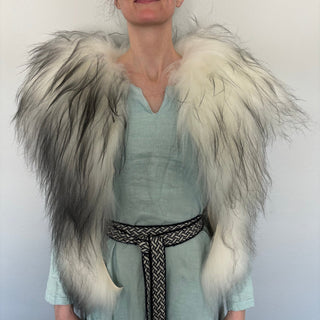 Viking Fur Mantle Wolf Long Wool Sheepskin "S" Shieldmaiden Shoulder Cape - Copia Cove