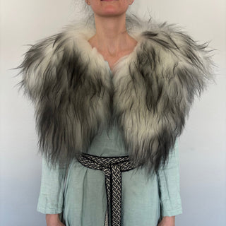 Viking Fur Mantle Wolf Long Wool Sheepskin "T" Shieldmaiden Shoulder Cape - Copia Cove