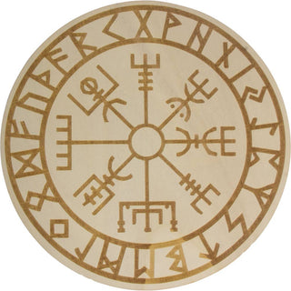 Wood Crystal Grid - Vegvisir w/runes (Each) - Copia Cove