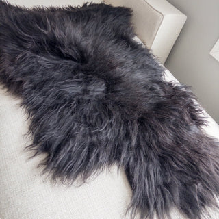 XXL Premium Icelandic Sheepskin Rug - Black Long Wool - Copia Cove