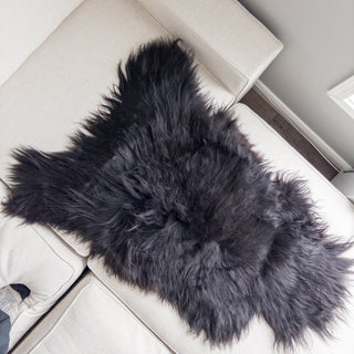 XXL Premium Icelandic Sheepskin Rug - Black Long Wool - Copia Cove