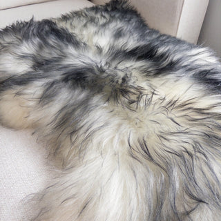 XXL Premium Icelandic Sheepskin Rug Extra - White with Dyed Black Tips Long Wool "A" - Copia Cove