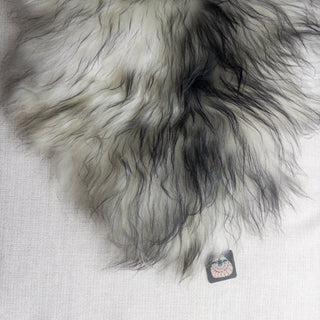 XXL Premium Icelandic Sheepskin Rug Extra - White with Dyed Black Tips Long Wool "B" - Copia Cove