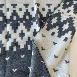 100% Lopi Wool Blanket FULGAR Gray and White Premium Icelandic Throw - Copia Cove